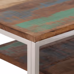 vidaXL Console Table End Table Accent Table Stainless Steel and Tempered Glass - silver, solid reclaimed wood - Additional view 4