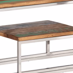 vidaXL Console Table End Table Accent Table Stainless Steel and Tempered Glass - silver, solid reclaimed wood - Additional view 6