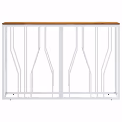 vidaXL Console Table Side Table Silver Stainless Steel and Solid Wood Acacia