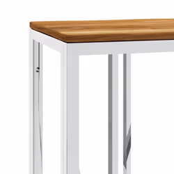 vidaXL Console Table Side Table Silver Stainless Steel and Solid Wood Acacia - Additional view 4