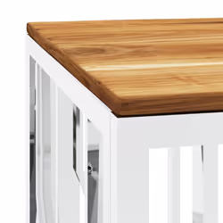 vidaXL Coffee Table Side Table Silver Stainless Steel and Solid Wood Acacia - Additional view 4