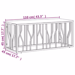 vidaXL Coffee Table Side Table Silver Stainless Steel and Solid Wood Acacia - Additional view 5