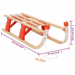 vidaXL Solid Wood Folding Sledge 110 cm Snow Sleigh Toboggan Sled Snow Scooter