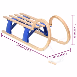 vidaXL Solid Wood Ply Foldable Sledge Toboggan with/without Backrest - without backrest