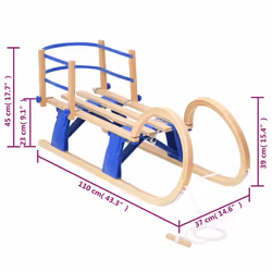 vidaXL Solid Wood Ply Foldable Sledge Toboggan with/without Backrest - with backrest