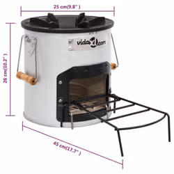 vidaXL Camping Wood Stove Silver Steel Charcoal Grill Fireplace Fire Basket - Additional view 8