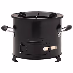 vidaXL Camping Wood Stove Black Metal Charcoal Grill Fireplace Fire Basket