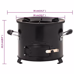 vidaXL Camping Wood Stove Black Metal Charcoal Grill Fireplace Fire Basket