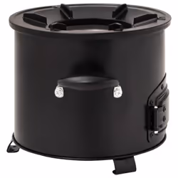 vidaXL Camping Wood Stove Black Metal Charcoal Grill Fireplace Fire Basket - Additional view 4