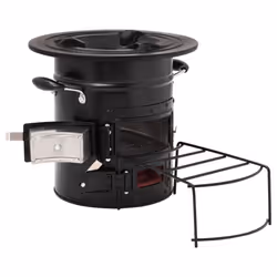 vidaXL Camping Wood Stove Stainless Steel Charcoal Outdoor Fireplace Firepit - black