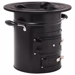 vidaXL Camping Wood Stove Stainless Steel Charcoal Outdoor Fireplace Firepit - black