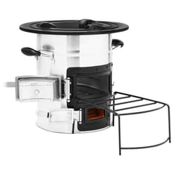 vidaXL Camping Wood Stove Stainless Steel Charcoal Outdoor Fireplace Firepit - silver