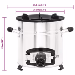 vidaXL Wood Stove with USB Fan Silver Stainless Steel Charcoal Grill Fireplace