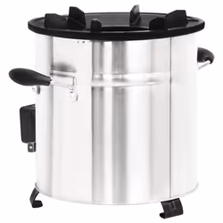 vidaXL Wood Stove with USB Fan Silver Stainless Steel Charcoal Grill Fireplace - Additional view 5