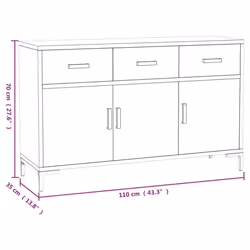 vidaXL Solid Wood Pine Sideboard Recycled Cupboard Home Organiser Side Cabinet - brown - Additional view 6