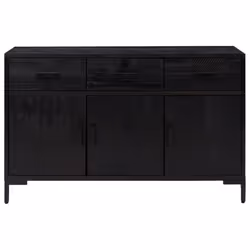 vidaXL Solid Wood Pine Sideboard Recycled Cupboard Home Organiser Side Cabinet - black