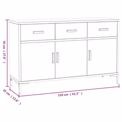 vidaXL Solid Wood Pine Sideboard Recycled Cupboard Home Organiser Side Cabinet - black