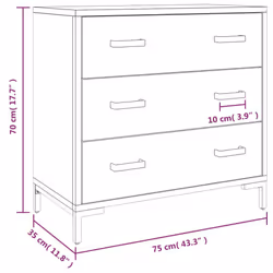 vidaXL Solid Wood Pine Chest of Drawers Recycled Sideboard Drawer Cabinet - brown