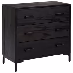 vidaXL Solid Wood Pine Chest of Drawers Recycled Sideboard Drawer Cabinet - black