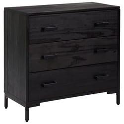 vidaXL Solid Wood Pine Chest of Drawers Recycled Sideboard Drawer Cabinet - black