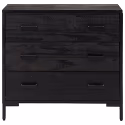 vidaXL Solid Wood Pine Chest of Drawers Recycled Sideboard Drawer Cabinet - black
