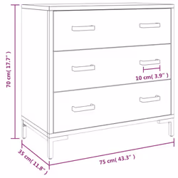 vidaXL Solid Wood Pine Chest of Drawers Recycled Sideboard Drawer Cabinet - black - Additional view 8