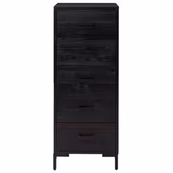 vidaXL Solid Wood Pine Chest of Drawers Black Recycled Wooden Drawer Cabinet