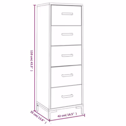 vidaXL Solid Wood Pine Chest of Drawers Black Recycled Wooden Drawer Cabinet
