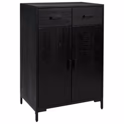 vidaXL Solid Wood Pine Shoe Rack Recycled Shoe Storage Cupboard Shoe Shelf - black