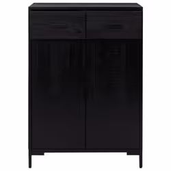 vidaXL Solid Wood Pine Shoe Rack Recycled Shoe Storage Cupboard Shoe Shelf - black
