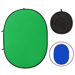 vidaXL 2 in 1 Oval Studio Background Screen Black and Grey/Blue and Green - Blue and green