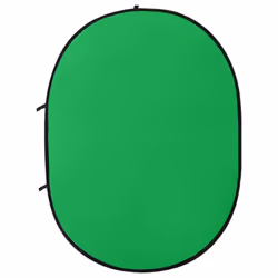vidaXL 2 in 1 Oval Studio Background Screen Black and Grey/Blue and Green - Blue and green