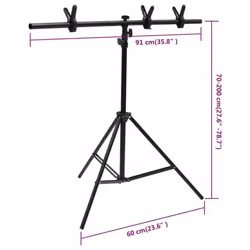 vidaXL T-Shape Background Stand Black Photo Backdrop Booth Stand Multi Sizes - 91 x 60 x 200 cm
