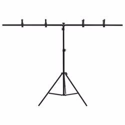 vidaXL T-Shape Background Stand Black Photo Backdrop Booth Stand Multi Sizes - 151 x 60 x 200 cm