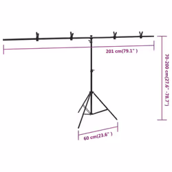 vidaXL T-Shape Background Stand Black Photo Backdrop Booth Stand Multi Sizes - 201 x 60 x 200 cm - Additional view 8
