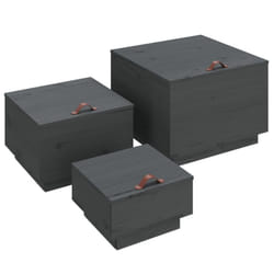 vidaXL 3x Solid Wood Pine Storage Boxes with Lids Tool Chest Multi Colours - Grey