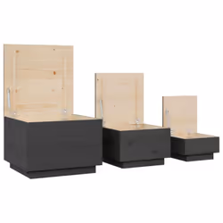 vidaXL 3x Solid Wood Pine Storage Boxes with Lids Tool Chest Multi Colours - Grey - Additional view 5