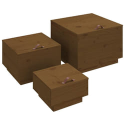 vidaXL 3x Solid Wood Pine Storage Boxes with Lids Tool Chest Multi Colours - Honey brown