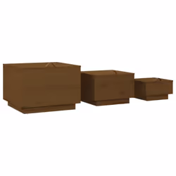 vidaXL 3x Solid Wood Pine Storage Boxes with Lids Tool Chest Multi Colours - Honey brown - Additional view 4