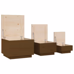 vidaXL 3x Solid Wood Pine Storage Boxes with Lids Tool Chest Multi Colours - Honey brown - Additional view 5