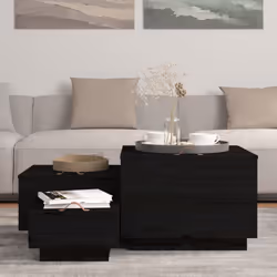 vidaXL 3x Solid Wood Pine Storage Boxes with Lids Tool Chest Multi Colours - Black