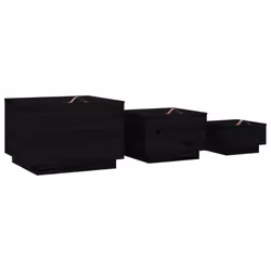 vidaXL 3x Solid Wood Pine Storage Boxes with Lids Tool Chest Multi Colours - Black - Additional view 4