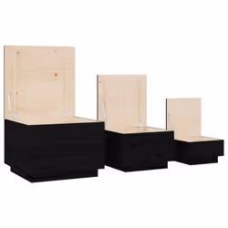 vidaXL 3x Solid Wood Pine Storage Boxes with Lids Tool Chest Multi Colours - Black - Additional view 5