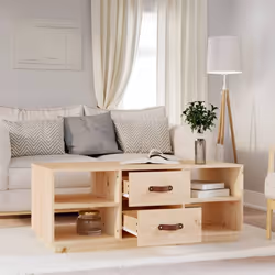 vidaXL Solid Wood Pine Coffee Table Centre Accent End Tea Table Multi Colours - Brown - Additional view 4