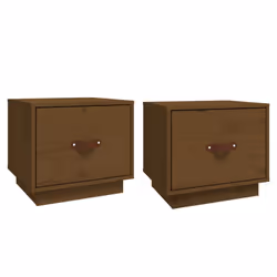 vidaXL 1/2x Solid Wood Pine Bedside Cabinet End Accent Table Multi Colours - Honey brown, 2 - Additional view 2