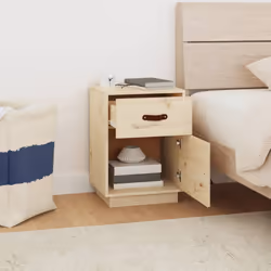 vidaXL 1/2x Solid Wood Pine Bedside Cabinet Wooden End Table Multi Colours - Brown, 1