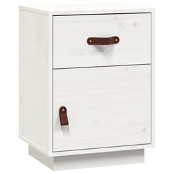 vidaXL 1/2x Solid Wood Pine Bedside Cabinet Wooden End Table Multi Colours - White, 1