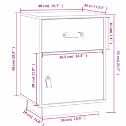 vidaXL 1/2x Solid Wood Pine Bedside Cabinet Wooden End Table Multi Colours - White, 1