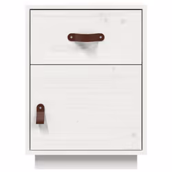 vidaXL 1/2x Solid Wood Pine Bedside Cabinet Wooden End Table Multi Colours - White, 1 - Additional view 4