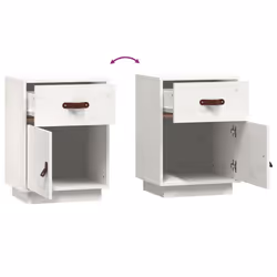 vidaXL 1/2x Solid Wood Pine Bedside Cabinet Wooden End Table Multi Colours - White, 1 - Additional view 7